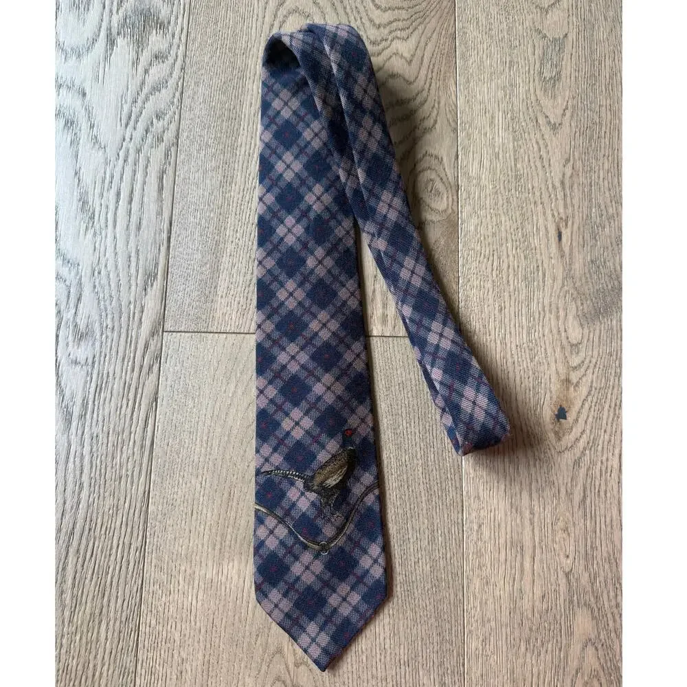 Vintage Polo Ralph Lauren Hand Made Diamond Geometric Brown Navy Necktie